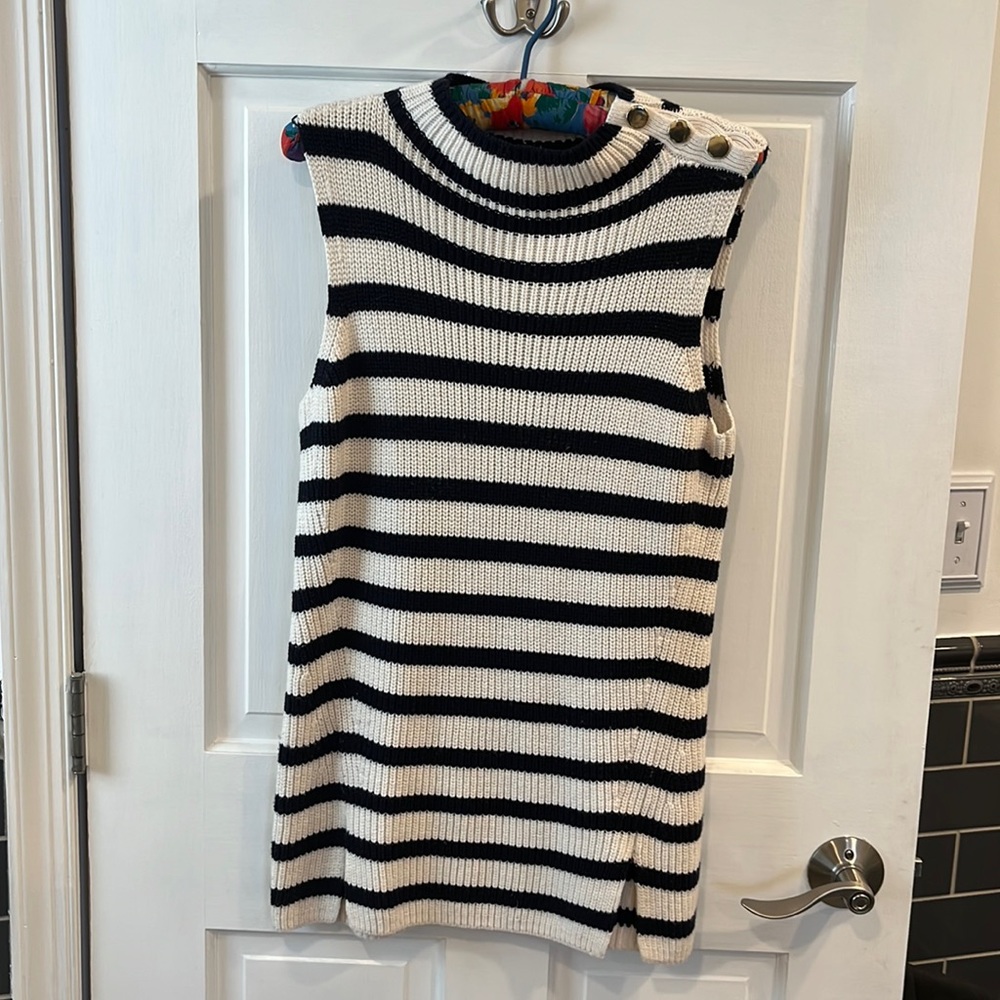 Ann Taylor Loft XS long nautical sleeveless sweater.